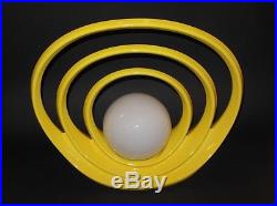Vtg Yellow POP OP Art Ceramic Lamp Modernist Hoop Halo Cosmic Globe
