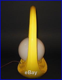Vtg Yellow POP OP Art Ceramic Lamp Modernist Hoop Halo Cosmic Globe