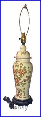 Vtg handpainted Floral lamp 20.5 tall