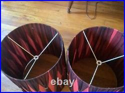 Vtg table Lamp Shade Pair 50s 60s mid century modern retro drum