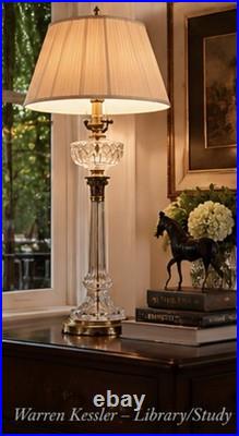 Warren Kessler French Empire Crystal Glass Corinthian Column Table Lamp -Vintage
