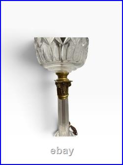Warren Kessler French Empire Crystal Glass Corinthian Column Table Lamp -Vintage