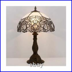 Wearfactory Tiffany Table Lamp Light 18 White Stained Glass Vintage Victorian