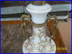 West Germany Ornate Vintage Gold Leaf Floral Scroll Table Lamp
