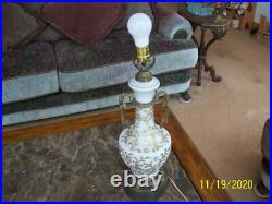 West Germany Ornate Vintage Gold Leaf Floral Scroll Table Lamp