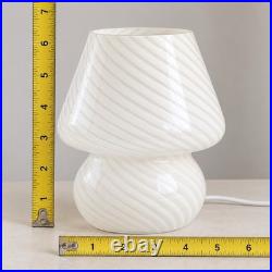 White Swirl Glass Mushroom Table Lamp Vintage Style Accent Bedroom Bedside Light