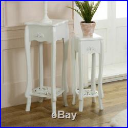 White lamp occasional side table set 2 french shabby vintage chic hallway plant