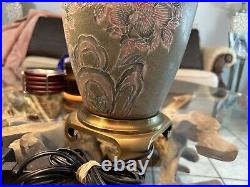 Wildwood Vintage Pair Large Crackle Porcelain Asian Ginger Jar Table Lamps
