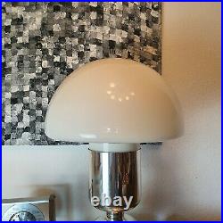 XXL Vintage DORIA Tischlampe 70er Jahre Milchglas Aluminium Large Table Lamp